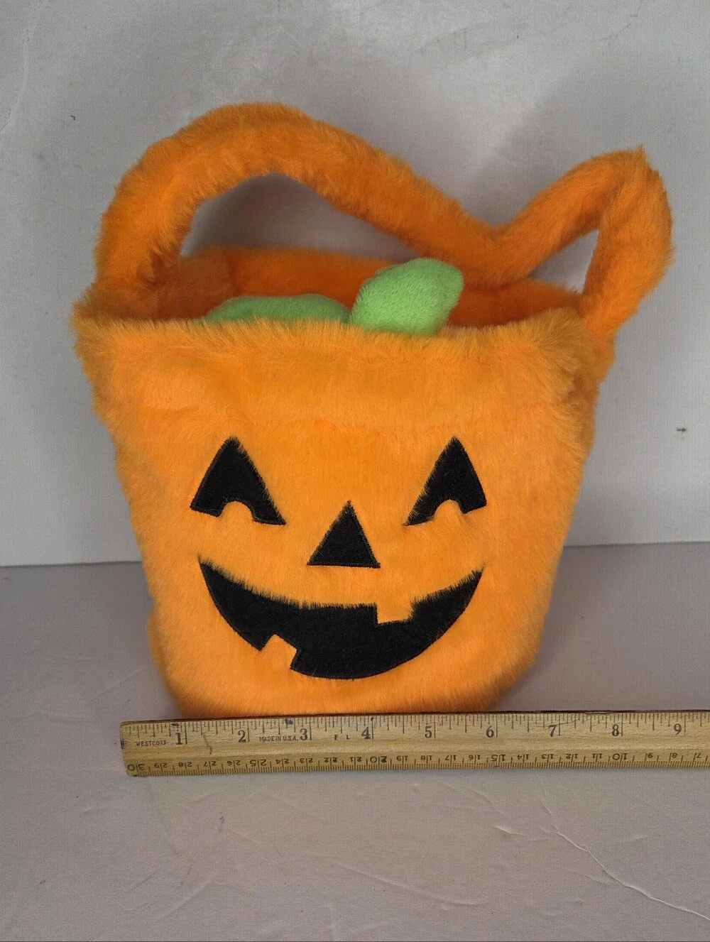 Plush Orange Pumpkin Trick Or Treat Candy Bag Halloween Bucket
